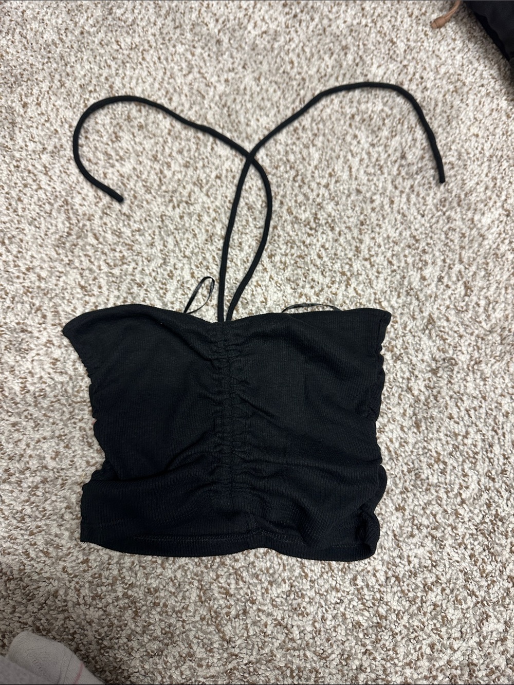 Zara Black Ruched Halter Crop Top
